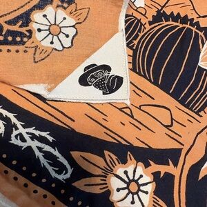 Orange and Black Floral Scarf